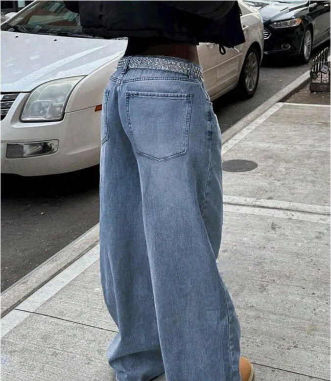 Jean large délavé rétro usé à la mode de rue