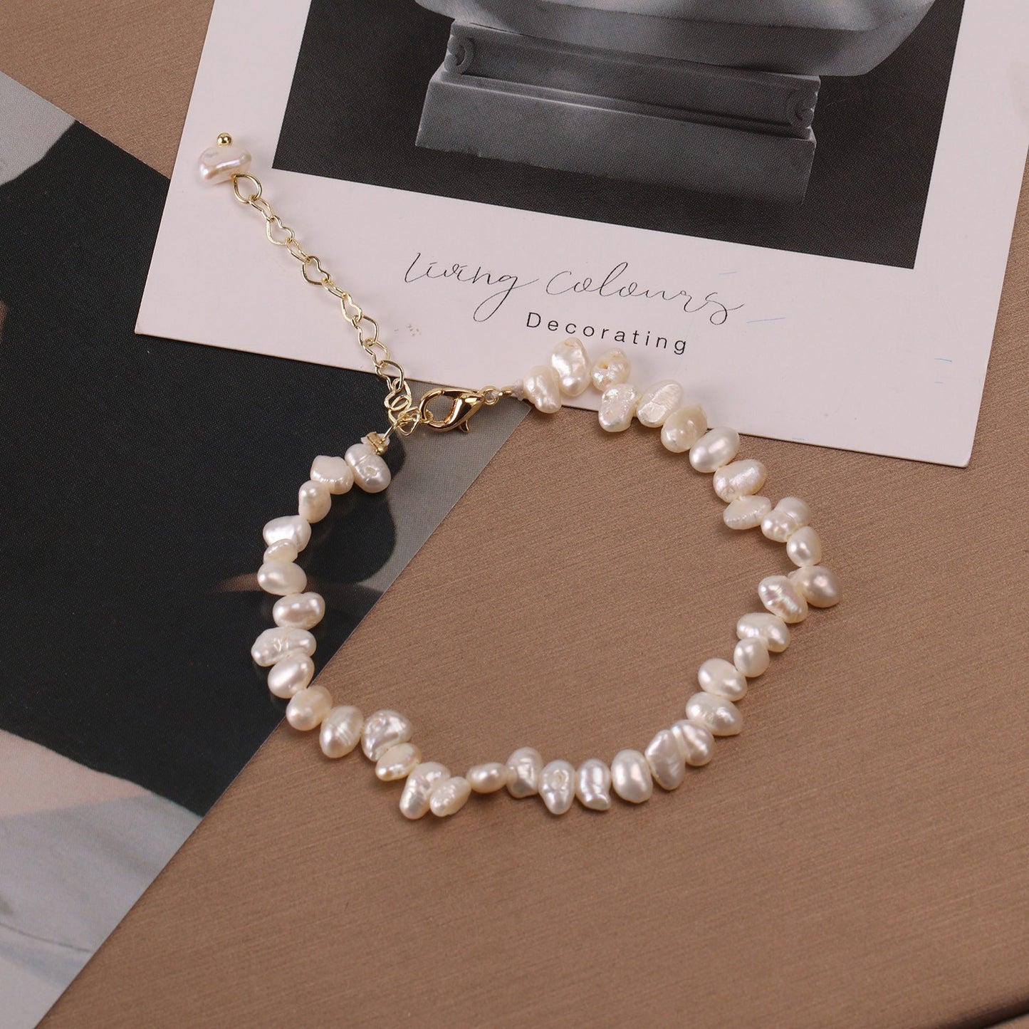 Bracelet en perles d'eau douce minimaliste pour femmes