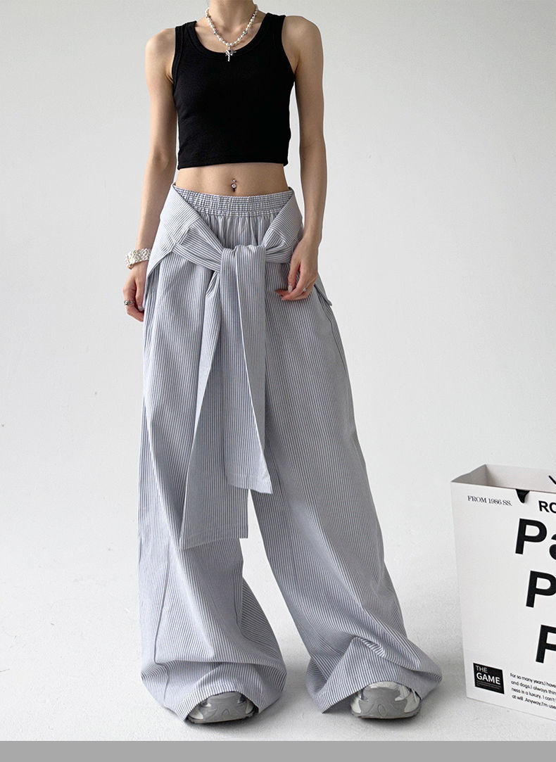 Pantalons larges à rayures à taille élastique avec un sens du design