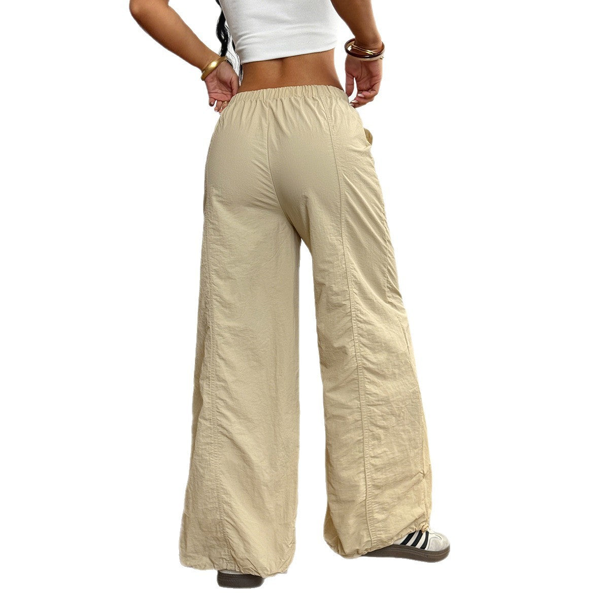Pantalons droits à cordon de serrage simples et décontractés