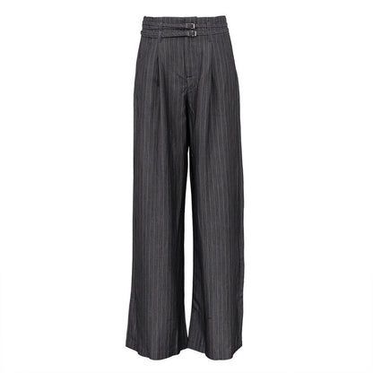 Pantalons de costume droits à rayures amples taille haute rétro