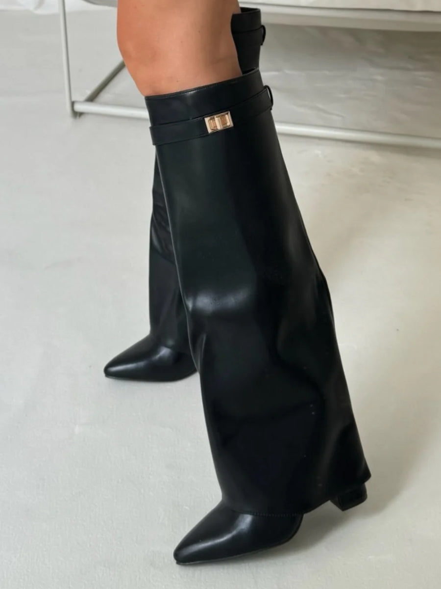 Sola SharkBoots | Bottes élégantes pour femmes en daim de haute qualité avec fermetures dorées