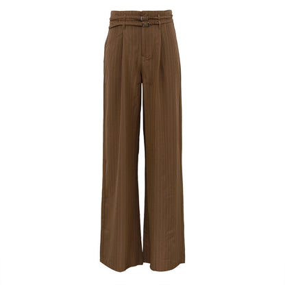 Pantalons de costume droits à rayures amples taille haute rétro
