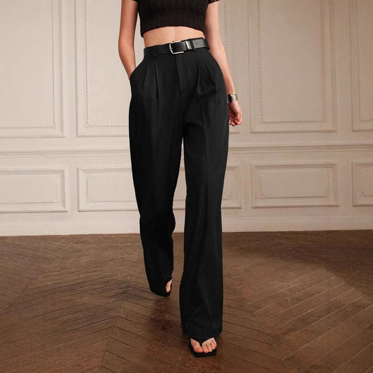 Pantalons de costume de loisirs pour le trajet, pantalons droits à jambes larges