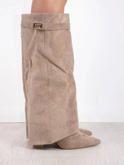 Sola SharkBoots | Bottes élégantes pour femmes en daim de haute qualité avec fermetures dorées