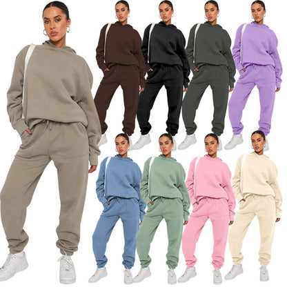 Hooded Long Sleeve Sweater Women's Clothing Fashion Casual Trousers Suit