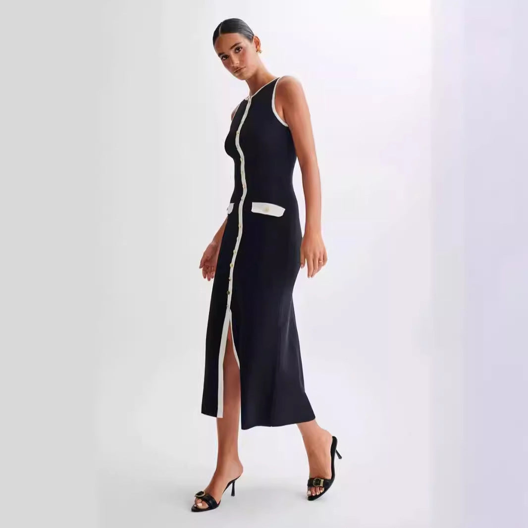 Robe en laine élégante noire pour femmes