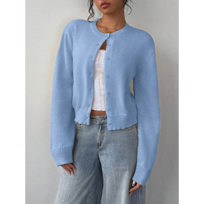 Cardigan tricoté à manches longues chic, mode, slim, couleur unie, pull court pour femmes vêtements