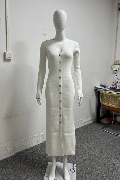 Autumn And Winter Long Sleeve Knitted Dress Sheath