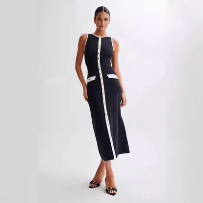 Robe en laine élégante noire pour femmes