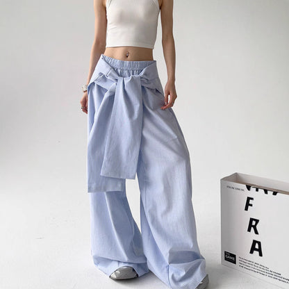 Pantalons larges à rayures à taille élastique avec un sens du design