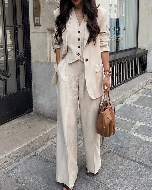 Elegant 3-Piece Blazer Waistcoat Set for Women | Atena Solanordi Woman