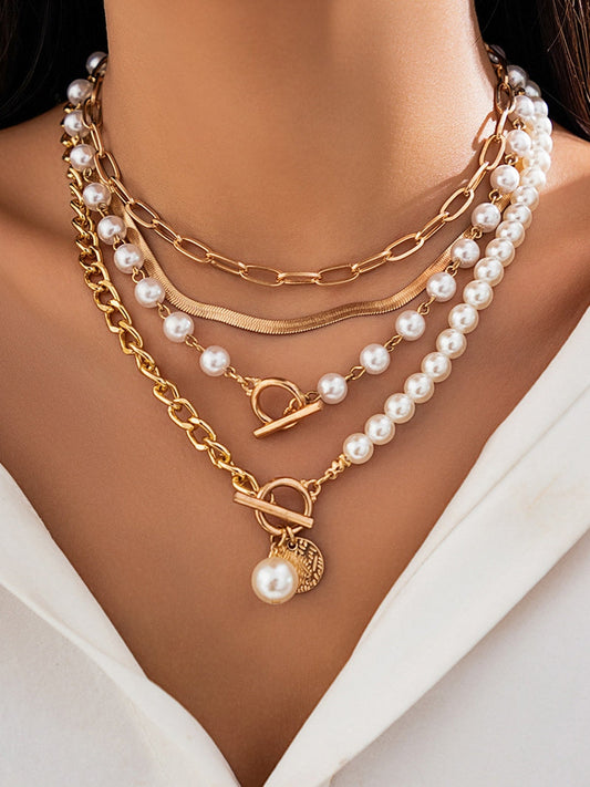 Pearl Decor Chain Layered Necklace | Lianis Solanordi