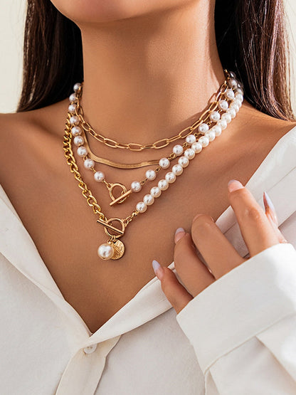 Pearl Decor Chain Layered Necklace | Lianis Solanordi