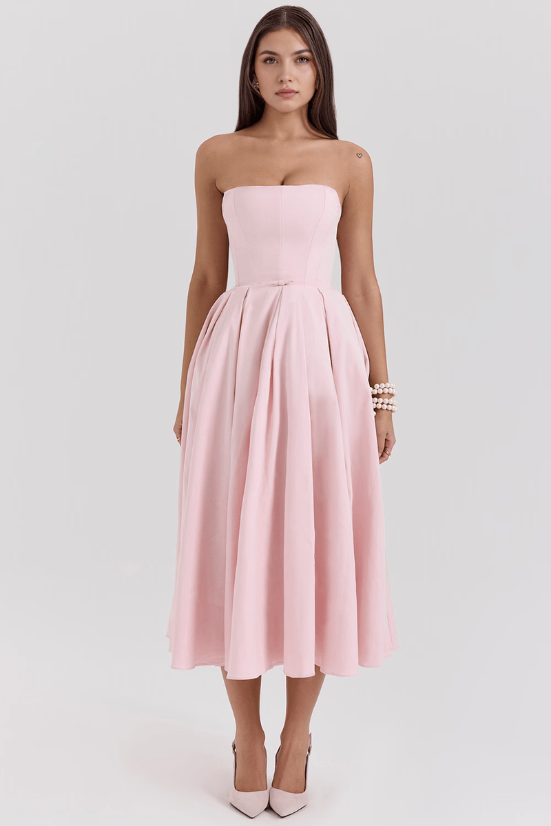 Women's Midi Corset Pink Dress – Trend 2025 for Parties and Casual Outings | Sofi Solanordi Dress 