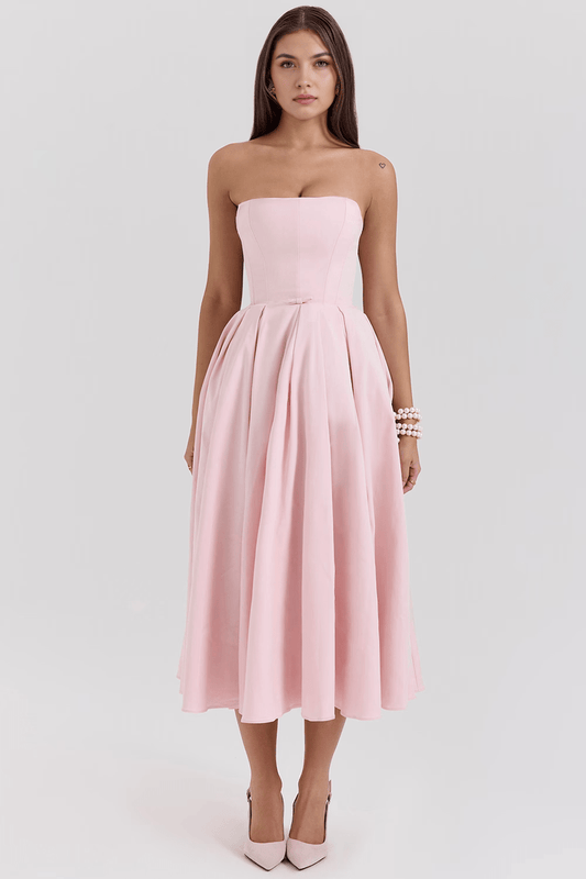 Women's Midi Corset Pink Dress – Trend 2025 for Parties and Casual Outings | Sofi Solanordi Dress 