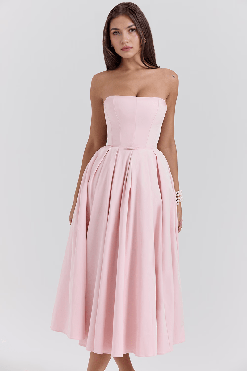 Women's Midi Corset Pink Dress – Trend 2025 for Parties and Casual Outings | Sofi Solanordi Dress 