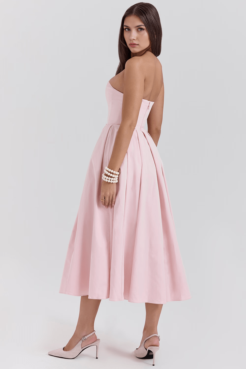 Women's Midi Corset Pink Dress – Trend 2025 for Parties and Casual Outings | Sofi Solanordi Dress 