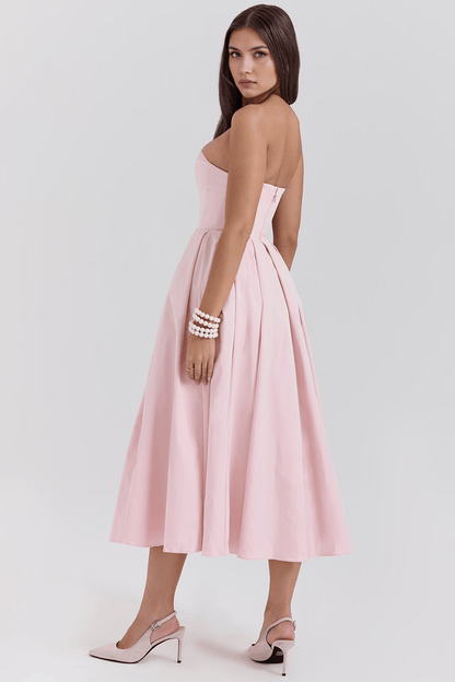 Women's Midi Corset Pink Dress – Trend 2025 for Parties and Casual Outings | Sofi Solanordi Dress 