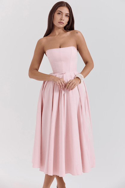 Women's Midi Corset Pink Dress – Trend 2025 for Parties and Casual Outings | Sofi Solanordi Dress 