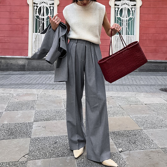 Pantalons de costume droits taille haute Vêtements pour femmes européens et américains