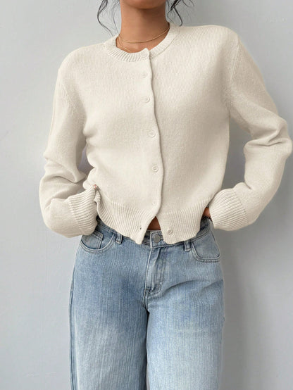 Cardigan tricoté à manches longues chic, mode, slim, couleur unie, pull court pour femmes vêtements