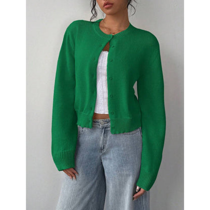 Cardigan tricoté à manches longues chic, mode, slim, couleur unie, pull court pour femmes vêtements