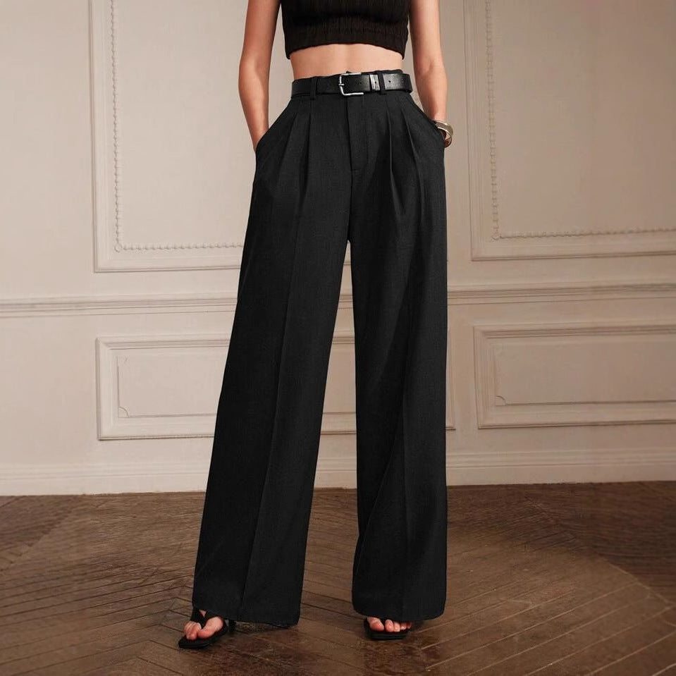 Pantalons de costume de loisirs pour le trajet, pantalons droits à jambes larges