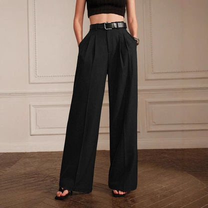 Pantalons de costume de loisirs pour le trajet, pantalons droits à jambes larges