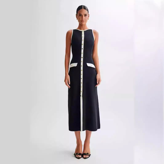 Robe en laine élégante noire pour femmes