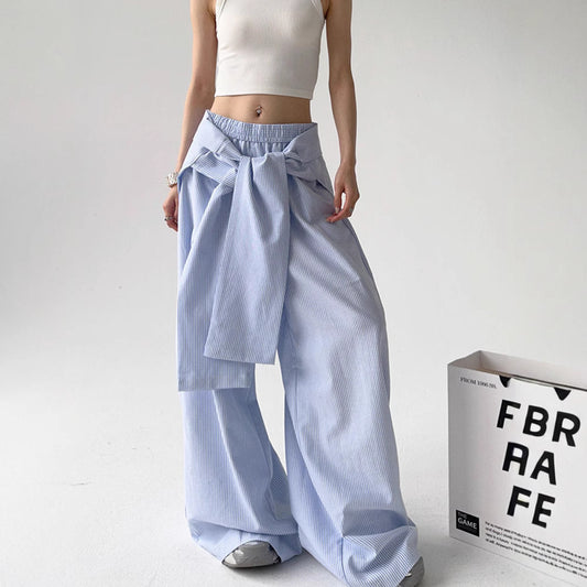Pantalons larges à rayures à taille élastique avec un sens du design