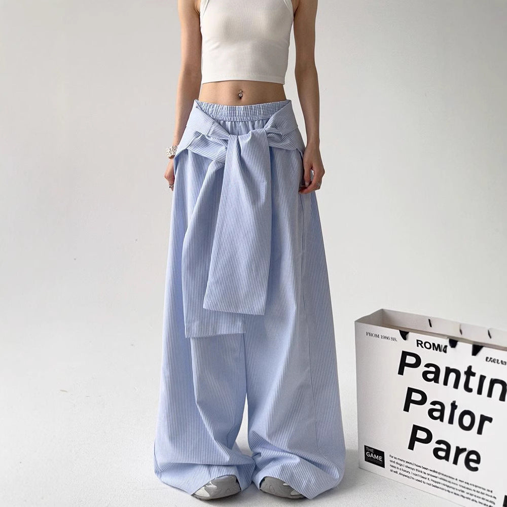 Pantalons larges à rayures à taille élastique avec un sens du design