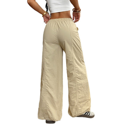 Pantalons droits à cordon de serrage simples et décontractés